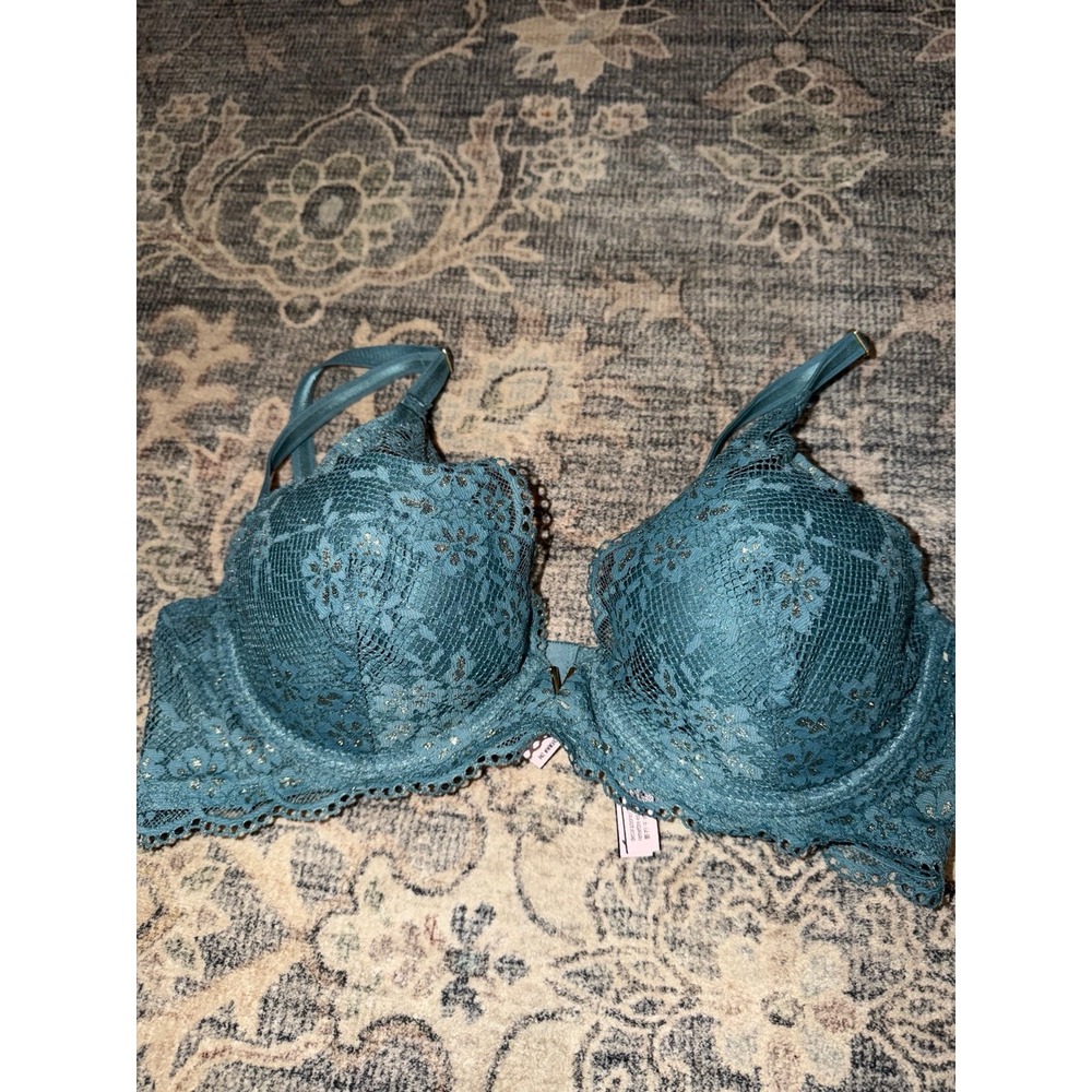 Victoria's Secret Uplift Demi Blue Lace Bra